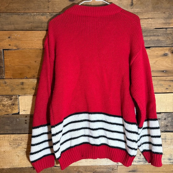 VTG 80s Cherry Stix CSL Sweater Unisex Medium Red Pop Music Notes Headphones - Picture 2 of 7